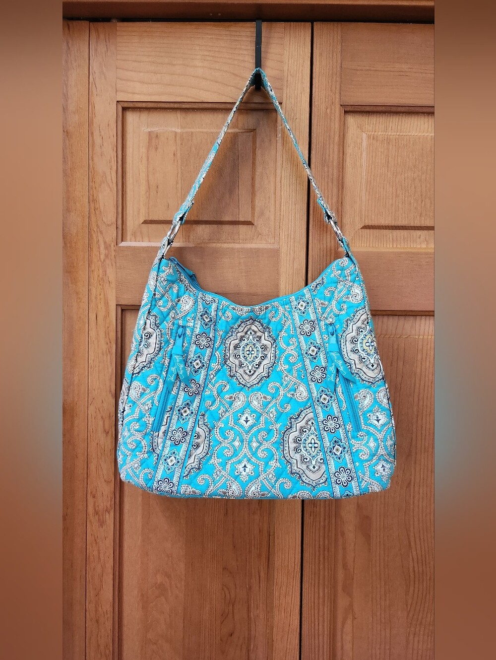 Vera Bradley Turquoise Paisley Quilted Shoulder Bag-Totally Turquoise Pattern